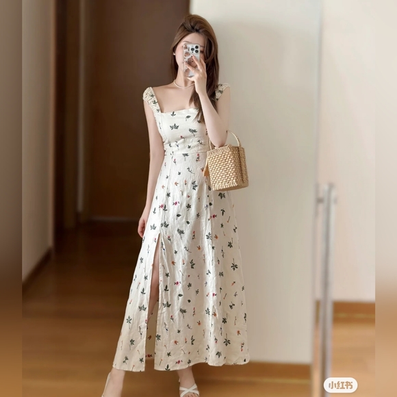 New Zara Floral Embordied Lien Dress 4786/254 - Picture 7 of 17